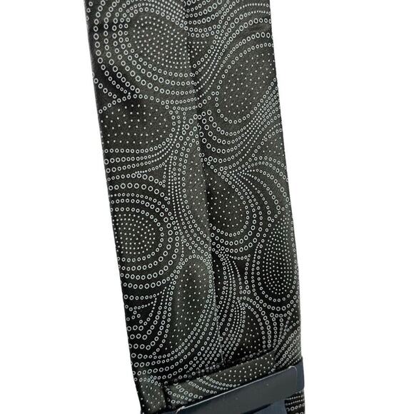 Perry Ellis Portfolio Mens Gray Olive Paisley 100% Silk Hand Made Necktie Tie - Picture 5 of 16